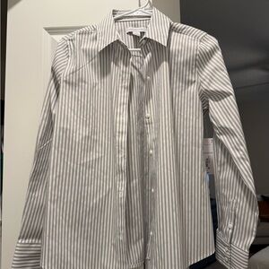 Liz Claiborne Gray Striped Button Down Shirt